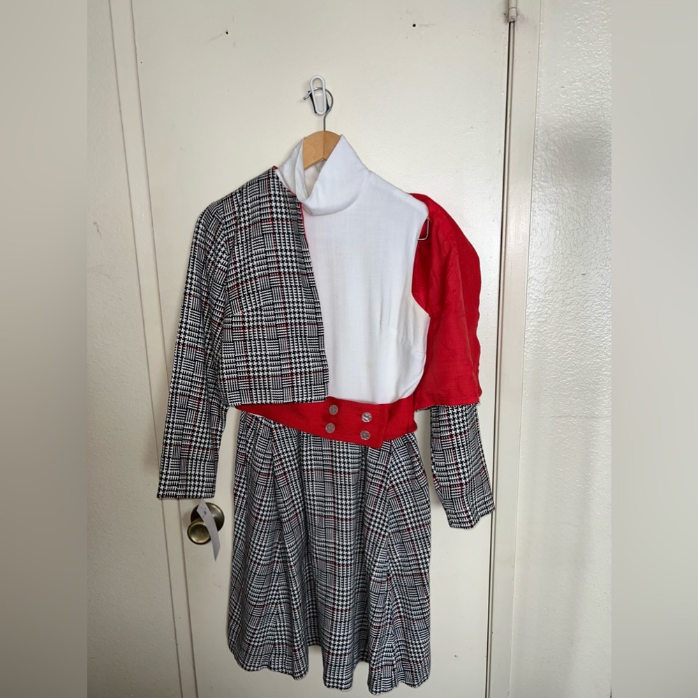 VINTAGE 1960s PIXIE BY SUE WEBB 2 piece MOD Dress& CROP Jacket SET